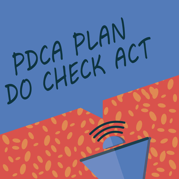 Nota de escritura que muestra el Plan Pdca Do Check Act. Foto de negocios mostrando Deming Wheel mejorado proceso en la resolución de problemas
 - Foto, Imagen