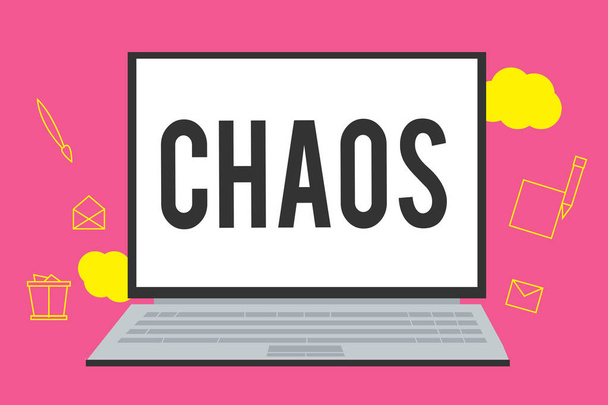 Zápis poznámky zobrazuje Chaos. Obchodní fotografie představí kompletní poruchy a nedorozuměními rozsáhlé škody - Fotografie, Obrázek