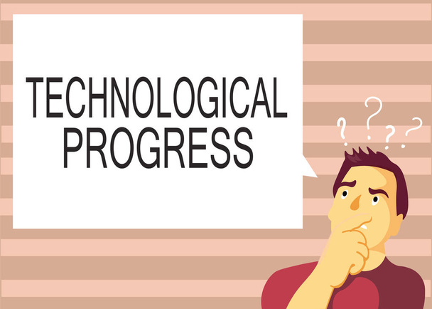 Text sign showing Technological Progress. Conceptual photo overall Process of Invention Innovation Diffusion - Photo, Image