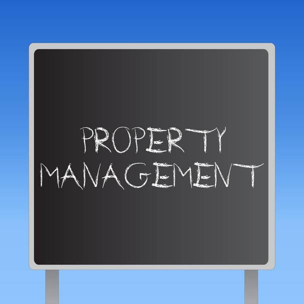 Kézírás szöveg Property Management. Fogalommeghatározás A létesítmény ingatlanvagyonának megőrzött értékének felügyelete - Fotó, kép