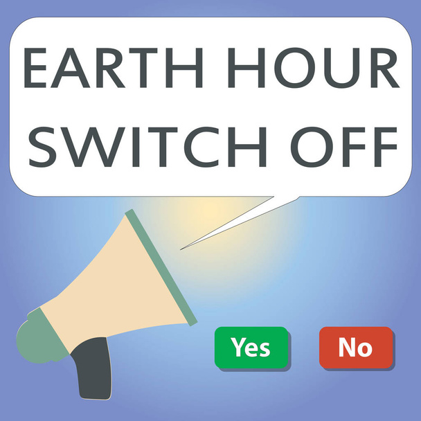 Text rukopisu odpisu Earth Hour Switch. Pojetí znamená The Lights Out události roční pohyb Planet den - Fotografie, Obrázek