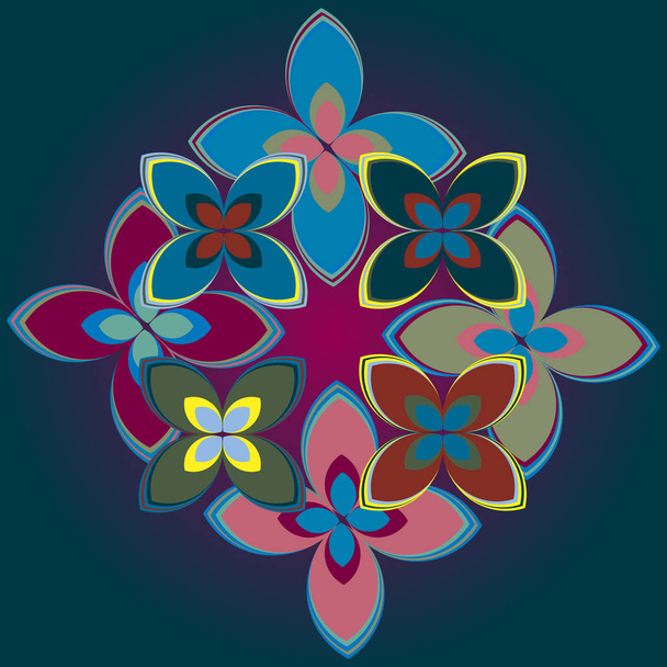 Wzór geometryczny multicolor bezszwowe kwiaty, ilustracji wektorowych  - Wektor, obraz