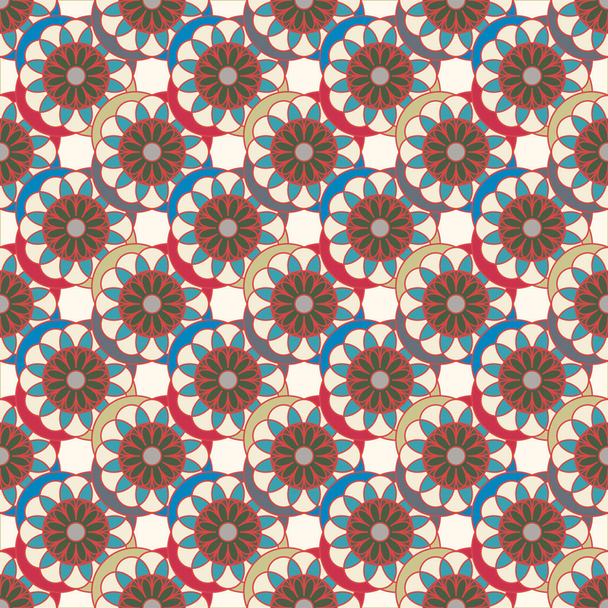  背景の花と抽象的な幾何学的なシームレス パターン - ベクター画像
