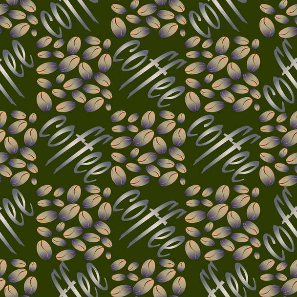 コーヒー豆のシームレスなパターンの背景 - ベクター画像