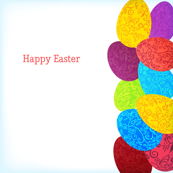 Easter background with colorful ornament eggs - Вектор, зображення