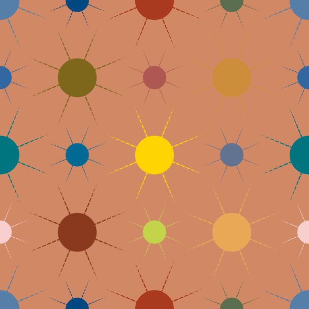 Seamless pattern with multicolor simple geometric suns. - Vector, Image
