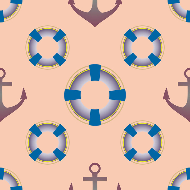 nautical cartoon flat repeating pattern. illustration - Vector, Image