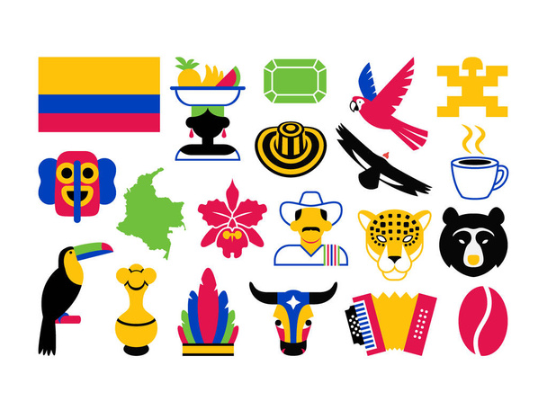 Set vettoriale di icone Colombia isolato su sfondo bianco
 - Vettoriali, immagini
