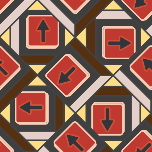 Naadloze abstracte patroon met pijlen op knoppen - Vector, afbeelding