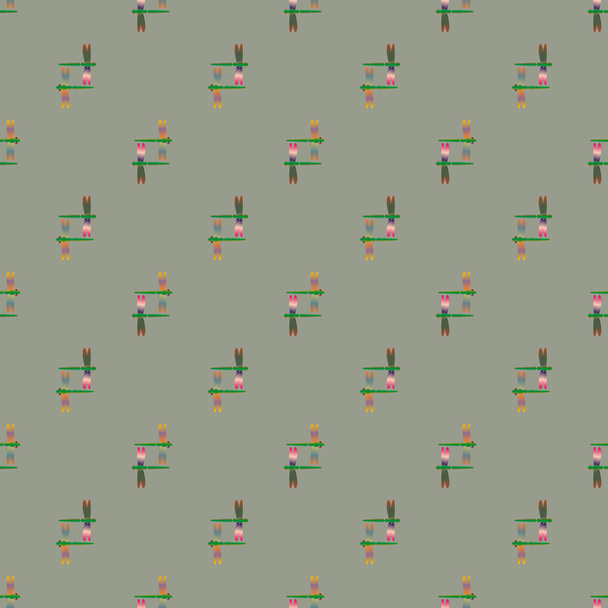 Decoratieve gekleurde naadloze patroon met libellen, vectorillustratie      - Vector, afbeelding