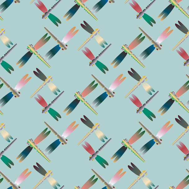 Motif décoratif sans couture coloré avec libellules, illustration vectorielle
      - Vecteur, image