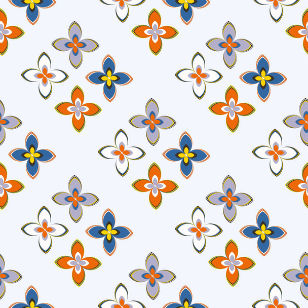 Geometric multicolor seamless pattern with flowers, vector illustration  - Διάνυσμα, εικόνα