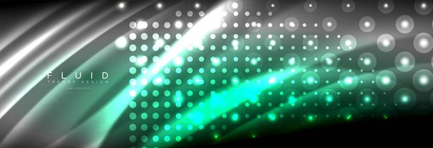 Folyékony neon áramló hullámok, fény izzó vonalak háttér - Vektor, kép