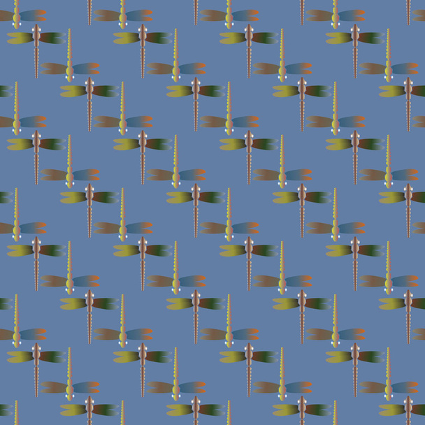 Koristeellinen värillinen saumaton kuvio sudenkorennot, vektori kuva
      - Vektori, kuva