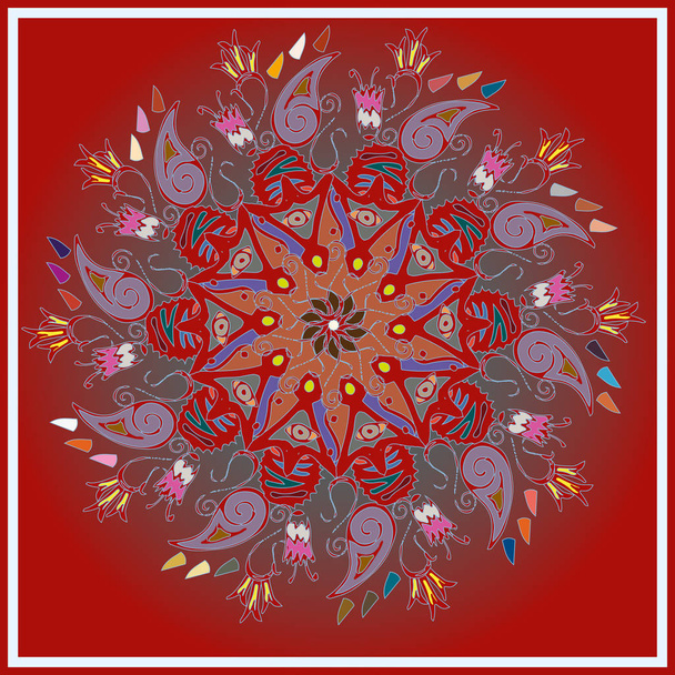 einfache bunte abstrakte Mandala. helles kreisförmiges Ornament besteht aus einfachen Formen.  - Vektor, Bild