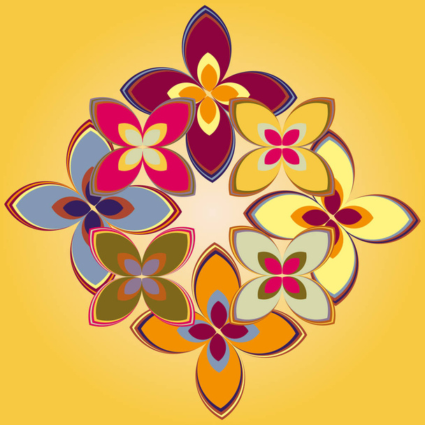 Geometric multicolor seamless pattern with flowers, vector illustration  - Vetor, Imagem