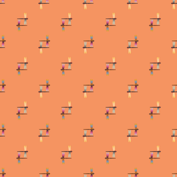 Patrón sin costura de color decorativo con libélulas, ilustración vectorial
      - Vector, imagen
