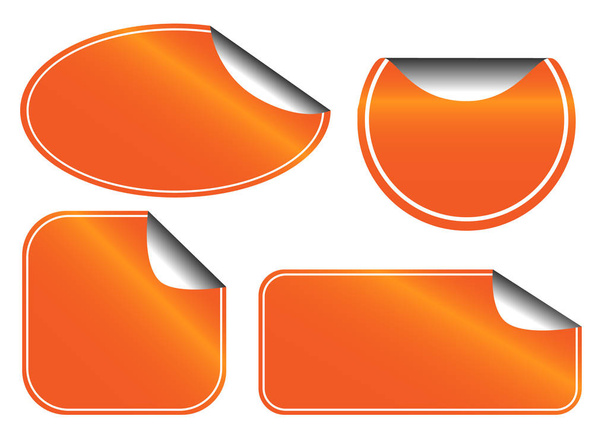 conjunto de etiqueta laranja de círculo, oval, quadrado, retângulo, ilustração vetor adesivo em branco
 - Vetor, Imagem