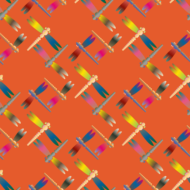 Koristeellinen värillinen saumaton kuvio sudenkorennot, vektori kuva
      - Vektori, kuva