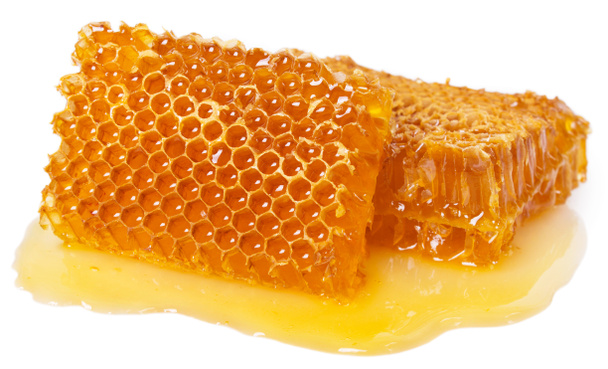 Wabe mit Honig isoliert auf weißem Hintergrund - Foto, Bild
