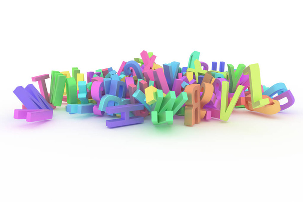 Alphabet, letter of ABC. Good for web page, wallpaper, graphic design, catalog, texture or background. Colorful 3D rendering. Caption, artwork, education & communication. - Photo, Image