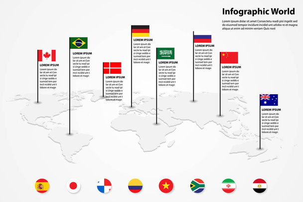 wereld kaart element infographic, infochart business informatiepictogram - Vector, afbeelding