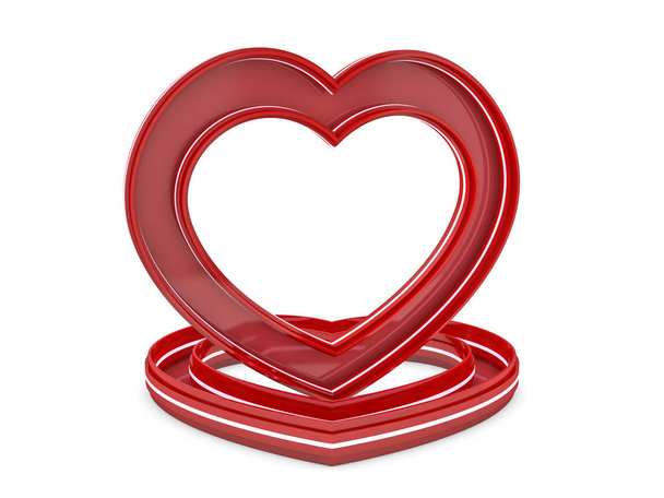 Heart shaped glossy plastic isolated on white. 3D rendering - 写真・画像