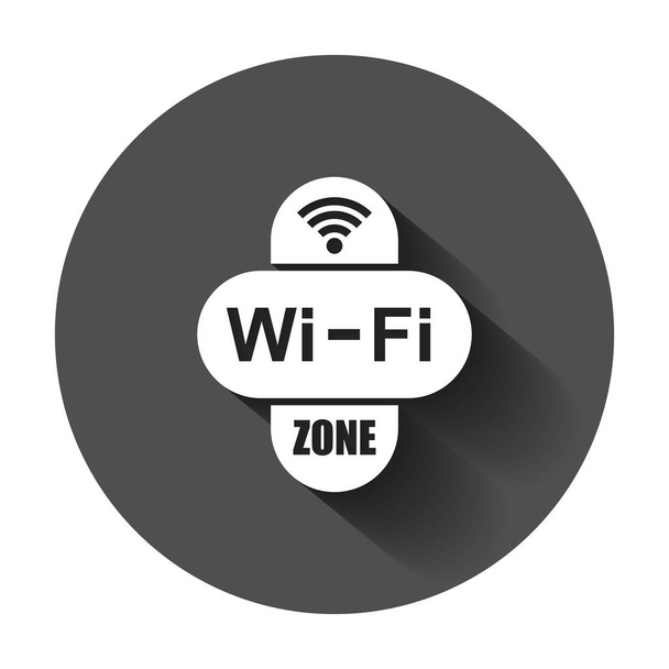 WiFi zone internet aláírás ikonra lapos stílusú. Wi-fi szikratávíró technológia vektoros illusztráció hosszú árnyéka. Hálózati wifi zone üzleti koncepció. - Vektor, kép