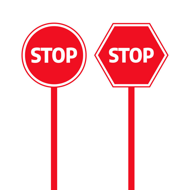 交通は危険なベクトル標識を停止します。停止、警告、注意サイン - ベクター画像