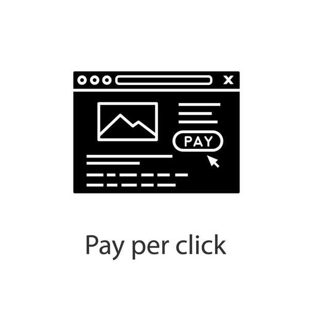 Plaťte za glyfu klepněte na ikonu. Online nákupy a platby. Internetové stránky obchodu. E-platby. Digitální nákup. Online nakupování internetové stránky šablony. Silueta symbol. Izolované vektorové ilustrace - Vektor, obrázek