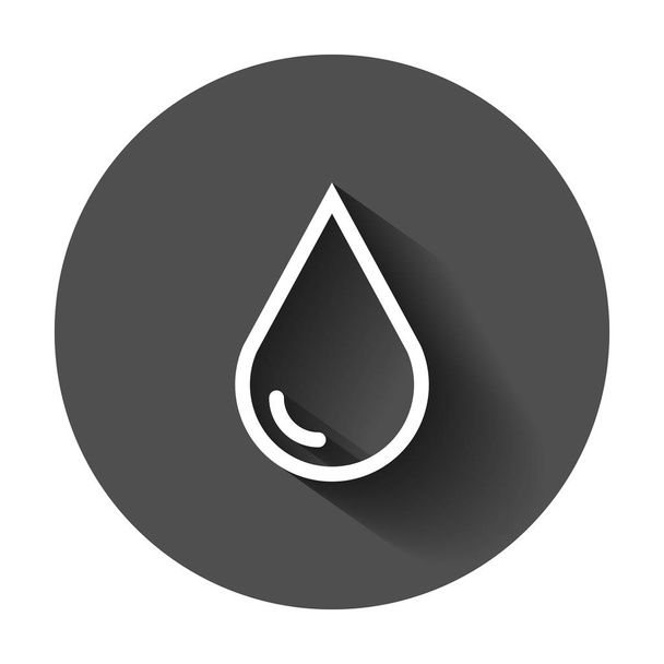 Water drop icon in flat style. Raindrop vector illustration with long shadow. Droplet water blob business concept. - Vetor, Imagem
