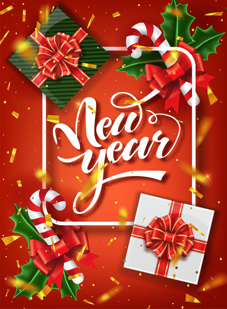 Christmas design vector template. Calligraphic New year Lettering Decorated. Christmas poster template. Vector illustration EPS10 - Διάνυσμα, εικόνα