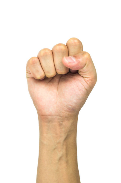 Man's fist isolated on white background including clipping path. - Photo, Image