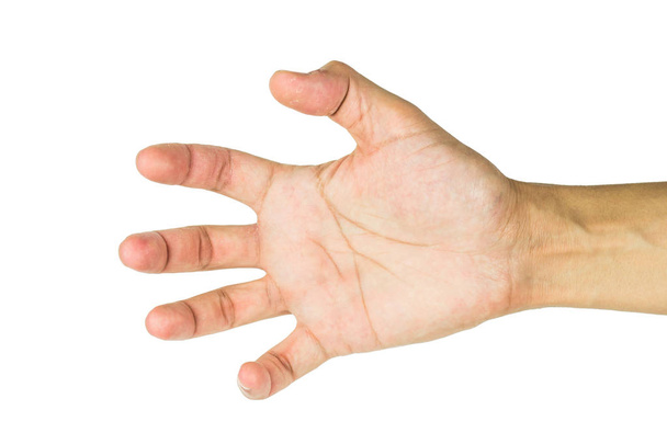 Hand isoliert auf weißem Hintergrund mit Clipping-Pfad. - Foto, Bild