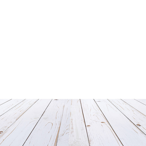 weiße Holztischfarbe auf isoliertem weißem Hintergrund. - Foto, Bild