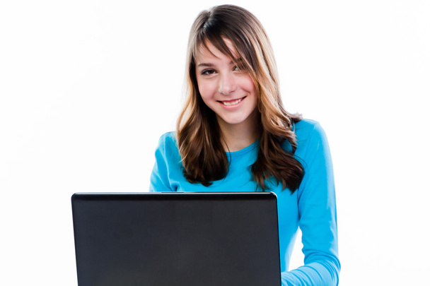 Girl with a laptop - Foto, Imagen