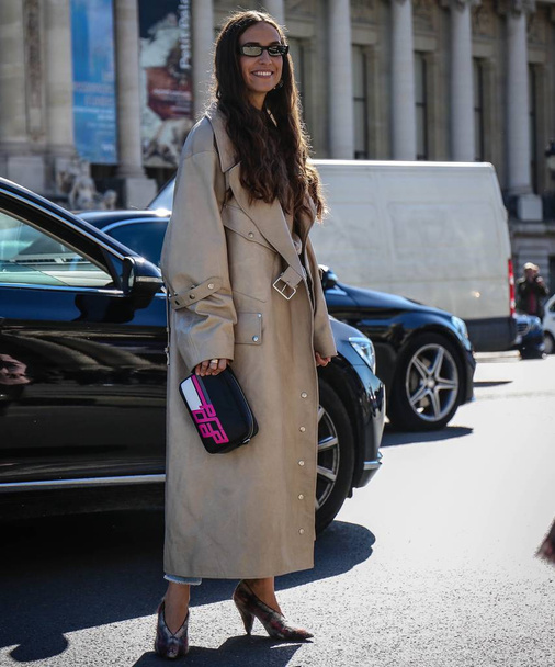 PARIS, France- September 26 2018: Erika Boldrin on the street during the Paris Fashion Week. - 写真・画像