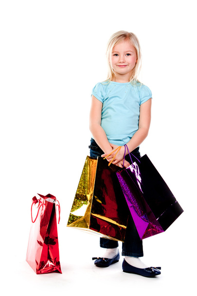 Menina com compras
 - Foto, Imagem