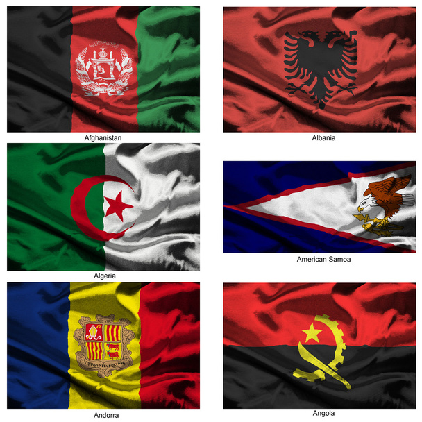 01: wereld vlaggen stofcollectie - Foto, afbeelding
