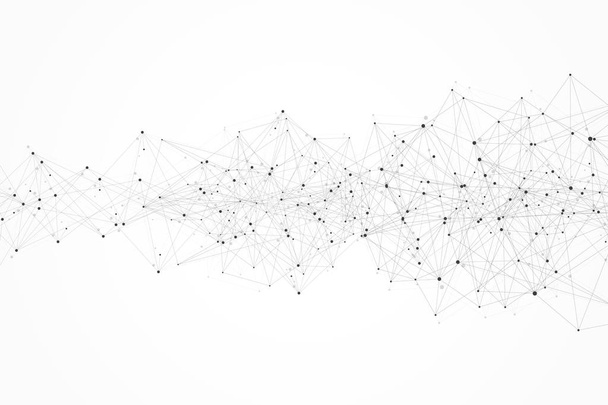 Plano de fundo do plexo abstrato com linhas e pontos conectados. Efeito geométrico do plexo Big data com compostos. Linhas plexo, matriz mínima. Visualização de dados digitais. Ilustração vetorial
 - Vetor, Imagem