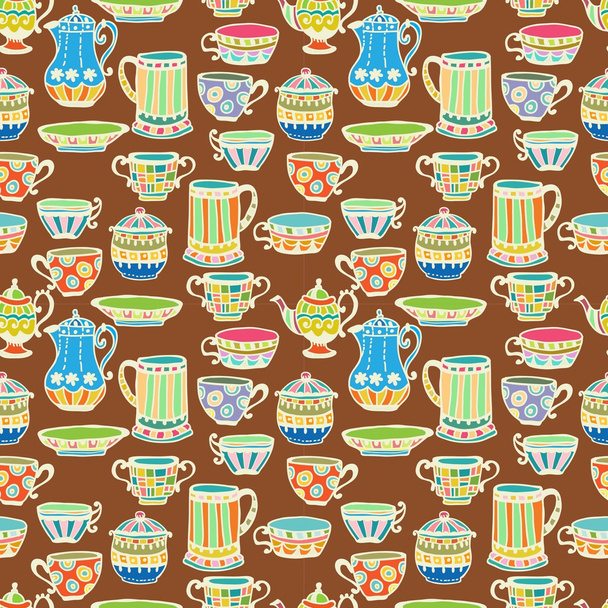 tea cup seamless background - Vector, Imagen