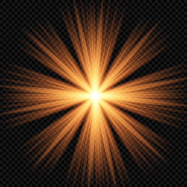 Christmas star, radiance rays from the star. Rays pointing the way. Vector illustration of abstract flare light rays. A set of stars, light and radiance, rays and brightness. - Vector, Image