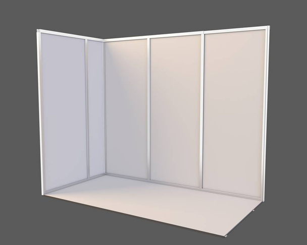 Cabina de ferias comerciales. 3d representación aislada sobre fondo blanco
 - Foto, Imagen