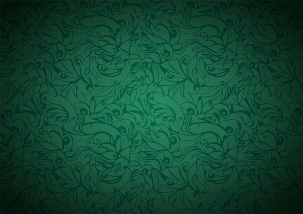 花の要素とゴシック様式のエッジに黒ずみヴィンテージの緑の背景。ロイヤル テクスチャ、ベクター Eps 10 - ベクター画像