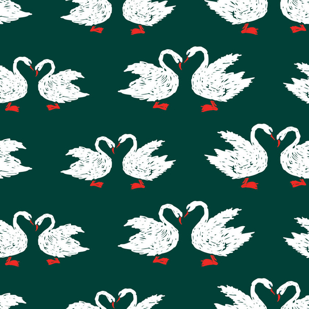 Patrón sin costuras de cisnes blancos
 - Vector, Imagen