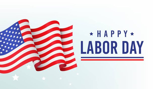 Happy labor day, banner, poster with congratulations and American flag - Vettoriali, immagini