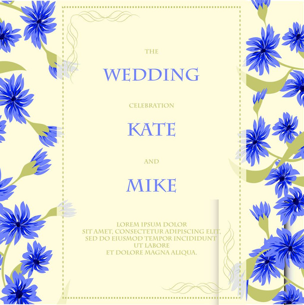 Wedding invitation card template with flower floral background. Vector illustration eps 10. - Wektor, obraz