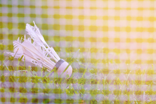 badmintonový míček na zelené trávě sammer pozadí - Fotografie, Obrázek