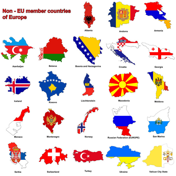 Non - EU countries flag maps - Photo, Image