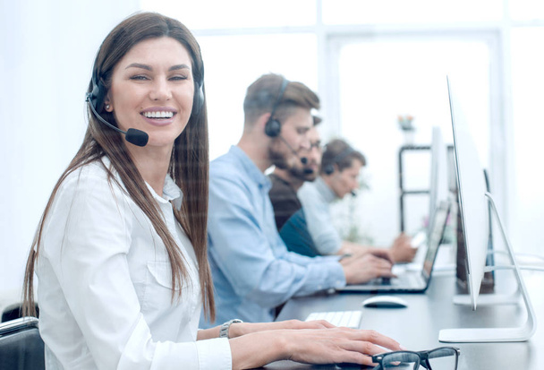 call center employee in the workplace - Fotó, kép